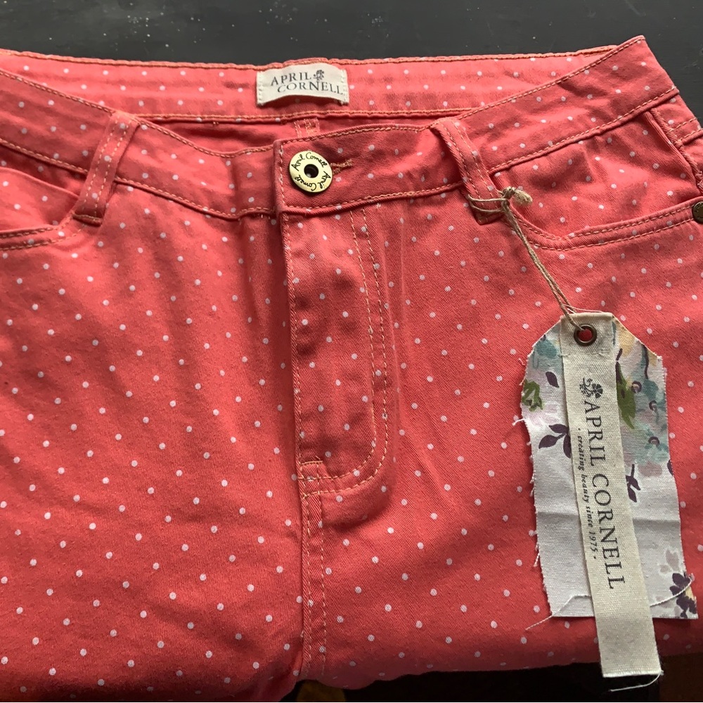 April Cornell Coral Polka Dot Pant NWTs